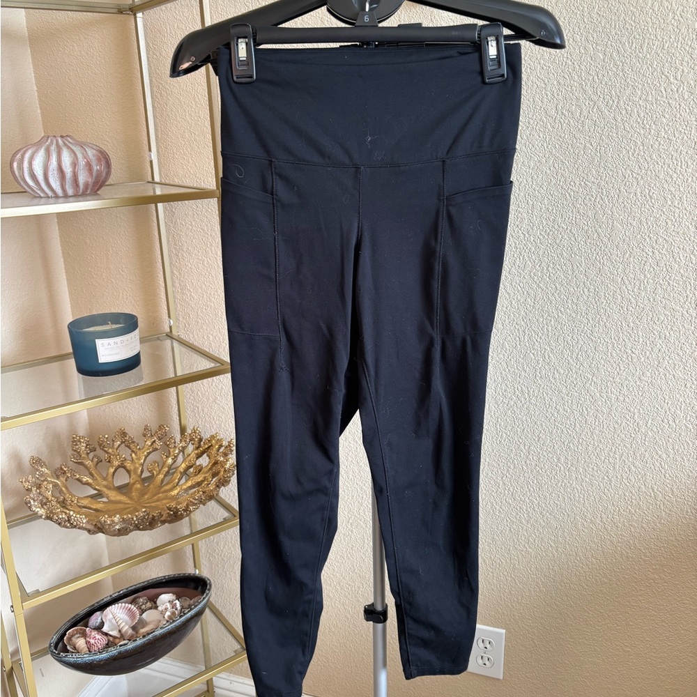 Danskin Black High Rise Leggings Womens Medium‎ Side Pockets Athleisure